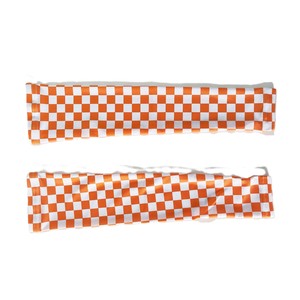 Manchons de cyclisme unisexes orange et blancs à carreaux, anti-UV, compressifs, rafraîchissants, résistants à l'eau, personnalisables par sublimation pour sports de plein air - Product Image 1