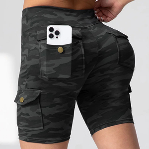 Pantalones Cortos Deportivos de Compresión con Estampado de Camuflaje, de Spandex y Poliéster, con Bolsillos Traseros, para Entrenamiento y Fitness - Product Image 4