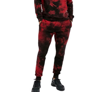 Conjunto Deportivo de Hombre con Capucha, Tie Dye Rojo y Negro, Lavado, Manga Larga, Casual, Pantalones Joggers, Cintura Elástica, Invierno, Talla 6XL - Product Image 4