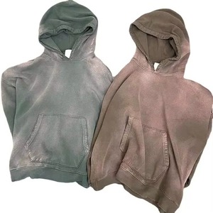 Nouvel Arrivage Hiver Streetwear Ensemble Homme Uni Joggers et Sweat à Capuche Effet Vieilli Deux Pièces Respirant Coton Lourd 100% - Product Image 6