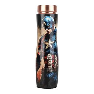 Botella de Agua de Cobre Puro Capitán América, Diseño Sublimado, Vaso de Viaje con Tapa de Cobre, Estilo Novedoso - Product Image 1