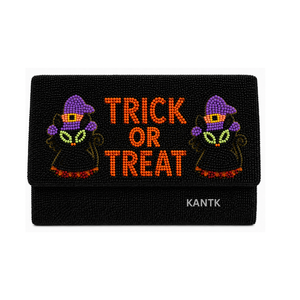 Handmade Orange Beaded BOO Halloween <b>Clutch</b> Bag Custom Holiday Party Evening Purse - Product Image 4
