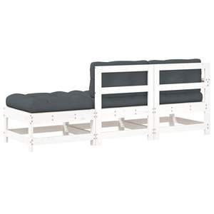 Ensemble de salon de jardin moyen en pin massif blanc avec tissu Oxford pour les loisirs en extérieur - Product Image 3