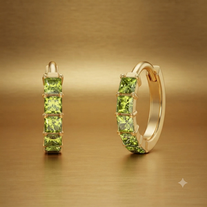 Pendientes de Aro con Peridoto, Plata de Ley 925, Engaste de Garra, Joyería de Moda para Fiesta, Bañados en Oro y Oro Rosa - Product Image 3