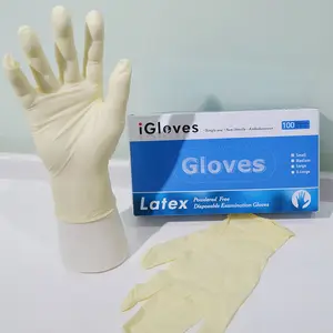 Fabricante de Malasia Guantes de látex desechables en polvo con diseño Guantes de examen de látex