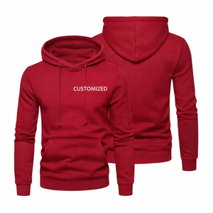 Sudadera con capucha roja personalizada al por mayor para hombre, transpirable, con logotipo personalizado, lisa, unisex, de forro polar, a la moda, servicio OEM - Product Image 1