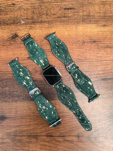 Correa de reloj de cuero de vaca hecha a mano, correa de reloj inteligente de cuero genuino metálico, correas de reloj personalizadas para mujeres occidentales - Product Image 2