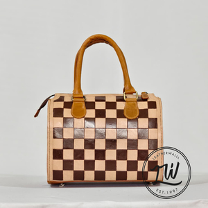 New Handmade Tooled Leather Shoulder Bag with <b>Checkered</b> Design Western Style Shoulder Purse <b>Top</b> Quality Custom Designer Handbag - Product Image 4