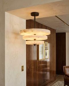 Modern Marble Pendant <b>Light</b> Layered Chandelier Alabaster <b>Ceiling</b> Lamp for Living Room Villa Dining Area All Seasons Indoor Use - Product Image 4