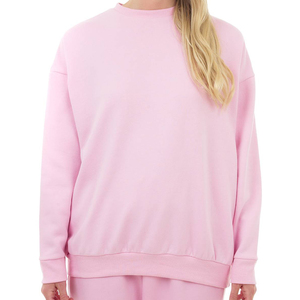 เสื้อสเวตเตอร์ถักคอกลมสีชมพูสำหรับผู้หญิงแขนยาวสีทึบสวมใส่ในฤดูใบไม้ร่วง - Product Image 1
