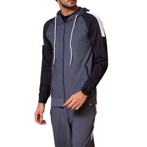 Beazer Sports Unisex Hooded Tracksuit Set Solid Gray <b>Full</b> <b>Zip</b> <b>Sweatshirt</b> Jogger Pants Fleece Polyester/Cotton Breathable Sporty - Product Image 4