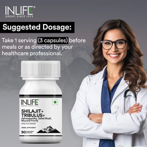 Suplemento Herbal de Shilajith, Tribulus y Ashwagandha INLIFE, 90 Cápsulas, Gestión de Energía, Fuerza, Resistencia, GMP - Product Image 2