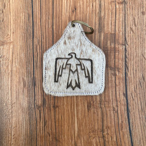 Nouveau fabricant en gros cheveux de luxe sur peau de vache Vintage personnalisé gravure laser porte-clés en cuir véritable porte-clés occidentaux - Product Image 2