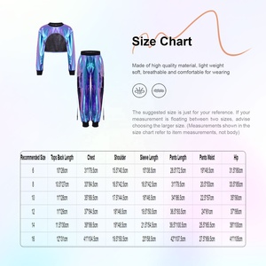 Tenues de danse hip-hop pour filles de 6 à 16 ans, haut et pantalon métalliques, vêtements de danse moderne, jazz, street, standard, latin, costumes d'entraînement - Product Image 6