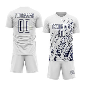 Premium Custom White Navy <b>Soccer</b> Uniform Jersey Personalized Name Number Printing 100% Polyester Moisture-wicking Uv Protection - Product Image 1