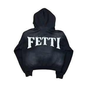 Servicio OEM al por mayor diseño personalizado ropa de calle hombres chándales acampanados Venta caliente personalizado Puff impresión con capucha logotipo desgastado - Product Image 5