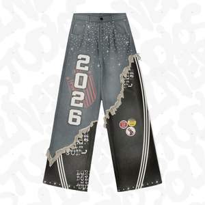 Pantalones Vaqueros Personalizados con Estampado Gráfico, Lavado Ácido, Estilo Urbano, Tela Vaquera, Ajuste y Corte Personalizados, Cintura con Botones - Product Image 5