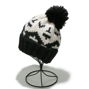 SPARKWELL INDUSTRIES Unisex Knitted <b>Beanie</b> <b>Pom</b>-<b>Pom</b> Sublimation Transfer Print Red White Geometric Pattern 56-58CM Outdoor Winter - Product Image 2