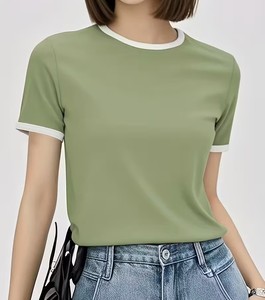 เสื้อยืดคอกลมสีพื้นสำหรับผู้หญิง ทรงหลวม พิมพ์โลโก้ เป็นมิตรกับสิ่งแวดล้อม แห้งเร็ว น้ำหนักเบา สวมใส่สบาย เหมาะสำหรับฤดูใบไม้ผลิ/ฤดูร้อน สไตล์ลำลองและสปอร์ต - Product Image 2