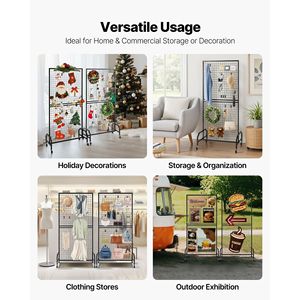 2 Pacchi di Pannelli a Griglia in Filo Metallico Nero 2,9 x 5,9 piedi, Espositore Mobile per Arte con 10 Ganci, Scaffale Espositivo Facile da Spostare - Product Image 6