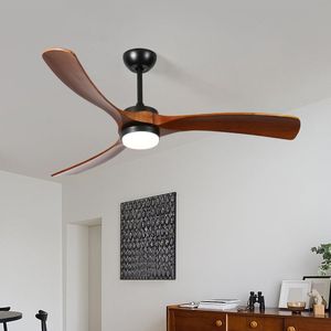 Ventilateur de plafond LED en bois massif à 3 pales de 60 pouces avec lumière - Product Image 3