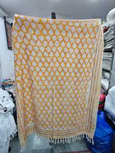 Couverture de canapé tissée en coton indien traditionnel imprimée au bloc, style bohème, pour canapé et lit, décoration intérieure, fournisseur pour commandes en gros - Product Image 2