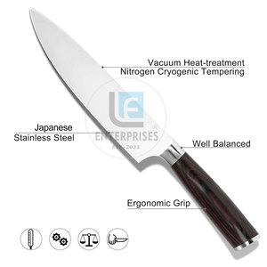 Couteaux de chef de style nouveau, design actuel, en acier inoxydable, manche en bois, durables, écologiques, vente chaude - Product Image 3