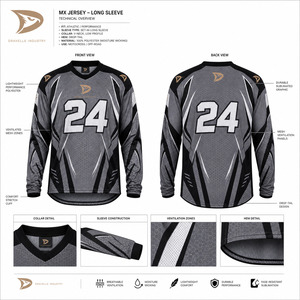 เสื้อเจอร์ซีย์มอเตอร์ครอสแบบสั่งทำพิเศษ แขนยาว โพลีเอสเตอร์ พิมพ์ลายแบบซับลิเมชั่น คอวี ชายเสื้อแบบดรอปเทล - Product Image 6
