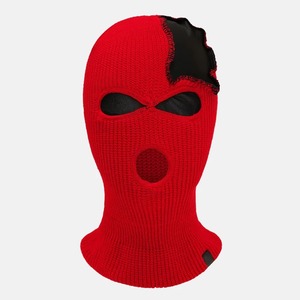 Cagoule en tricot rouge avec patch noir, couvre-visage intégral, unisexe adulte, 56-58 cm, style décontracté - Product Image 2
