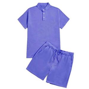 Conjunto de 2 Piezas de Verano para Hombre, Color Sólido, Personalizado, Camiseta y Pantalones Cortos - Product Image 5
