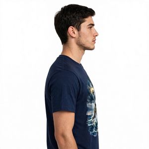 NEXTEX Unisex Lighthouse Storm <b>T</b> <b>Shirt</b> <b>Navy</b> <b>Blue</b> Soft Cotton Jersey Crew Neck Casual Tee - Product Image 2