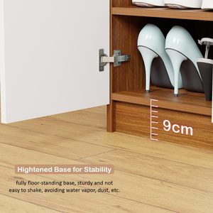 4-Tier Engineered Wood <b>Shoe</b> Rack with Door | Multi-Layer <b>Storage</b> Organizer Shelf for <b>Shoes</b>, Bags & Accessories – Oak Brown - Product Image 5