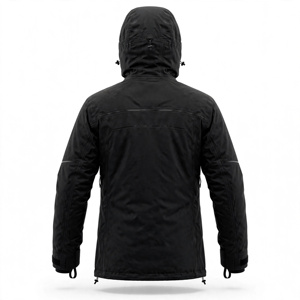 Chaqueta Acolchada Negra para Hombre con Cuello Alto, Cierre de Cremallera Impermeable, Estilo Deportivo para Invierno, Corte Regular, Exterior de Poliéster, Aislamiento Grueso - Product Image 2