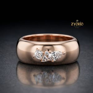 Multi Stone Moissanite Band <b>Ring</b> 10K Gold Premium Luxury Wedding <b>Ring</b> <b>Fine</b> Jewelry - Product Image 4
