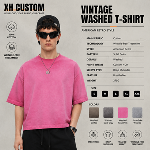 275G Heavy <b>Weight</b> Cotton T Shirt Men Oversized Boxy Fit Washed Vintage Tee Streetwear Casual <b>Blank</b> T Shirts Custom Logo OEM - Product Image 2