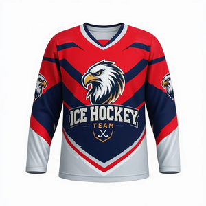 Camiseta Sublimada de Hockey sobre Hielo para Hombre, Manga Larga, Cuello en V, Poliéster que Absorbe la Humedad, Ropa Deportiva, Corte Regular - Product Image 1