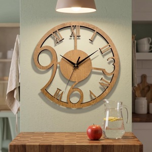 Highest Quality Modern <b>Wood</b> <b>Wall</b> <b>Clock</b> Round Analog Quartz Silent Kitchen Decor - Product Image 1