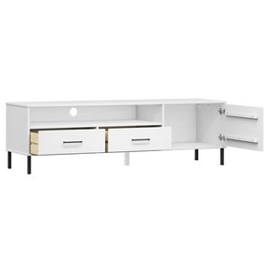 OSLO bianco legno massello legno TV Stand con gambe in metallo - Product Image 5