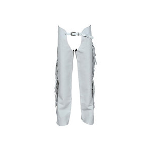 Pantalones de equitación de cuero con flecos, chaps blancos de estilo western - Product Image 1