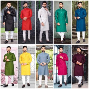DESIGNER COTTON SILVER WEAVING WORK <b>MENS</b> <b>KURTA</b> WITH PAYJAMA WINE 67570-6 - Product Image 5