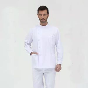 Blusa de Uniforme Médico de Algodón Blanco para Hombre con Bolsillo para Uso Hospitalario - Product Image 1