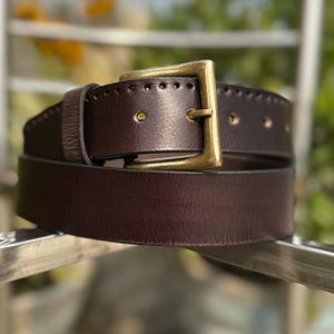 Ceinture classique pour homme, faite à la main, décontractée, avec un design brodé et une boucle en fer de style western, largeur 3,5 cm, longueur 120 cm - Product Image 1