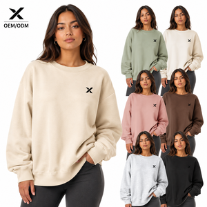 Sweat-shirt en molleton et tissu éponge pour femme X Soft, pull-over uni respirant, style décontracté, tendance automne, OEM - Product Image 5