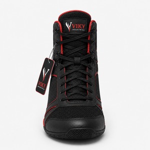 Calzado de Boxeo VIKY INDUSTRIES con Cordones, Malla Transpirable, Negro y Rojo, Caña Alta, para Entrenamiento y Combate, Superventas, Servicio OEM - Product Image 4