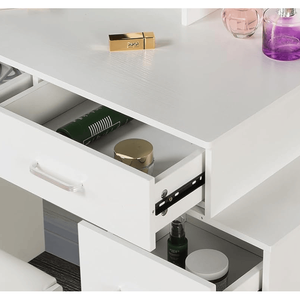White Color Adjustable <b>Makeup</b> Vanity Dressing <b>Table</b> with 4 Drawers - Product Image 6