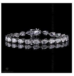 Pulsera de Diamantes de Corte Pera Cultivados en Laboratorio de Lujo, Oro Blanco de 18K, 12.43 CT, para Mujer, Proveedor Indio - Product Image 1