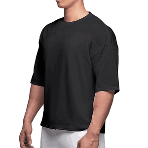 T-shirt en maille surdimensionné personnalisé avec logo 2026 pour homme, manches courtes légères, imprimé pour entraînement de basketball, pour vêtements masculins - Product Image 3