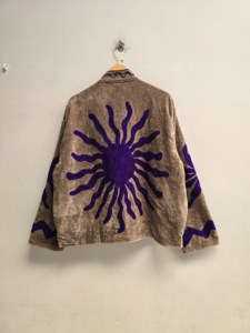 Luxury Mocha Velvet Suzani Embroidered <b>Jacket</b> for <b>Women</b> Purple Sun Motif Bohemian Ethnic Coat Wholesale Fashion Outerwear - Product Image 2