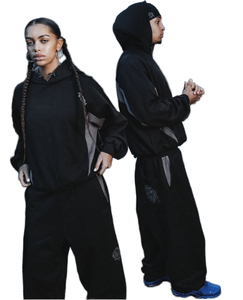 Ensemble de survêtement vert deux pièces respirant 100% coton, streetwear, couleur unie, logo brodé, pour hommes et femmes, vêtements d'hiver - Product Image 5