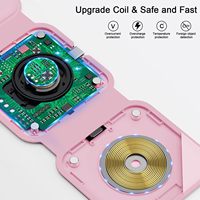 Pengisi Daya Nirkabel 3 in 1, Stasiun Pengisian Daya Nirkabel Magnetik untuk Perjalanan, Multi Perangkat, Stasiun Pengisian Daya GaN 3 in 1, Termasuk Adaptor